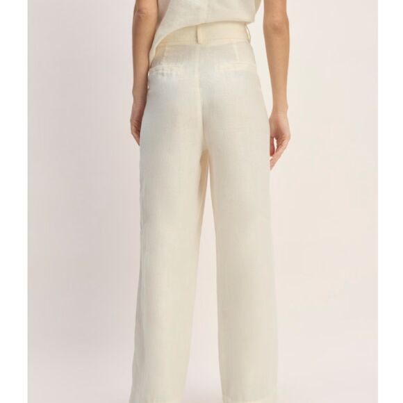 Everlane The Linen Way High Drape Pants Women’s Size 0 Bone Lightweight Casual - Picture 2 of 7